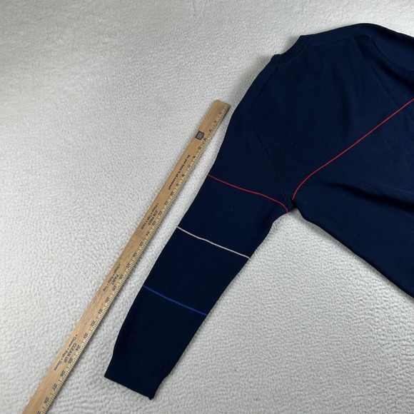 Vintage CB Sports Sweater Mens Large Navy Blue Knit Crewneck Stripe 90s Retro - Picture 13 of 14